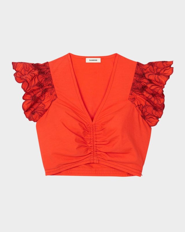 Rejane Embroidered-Sleeve Top
